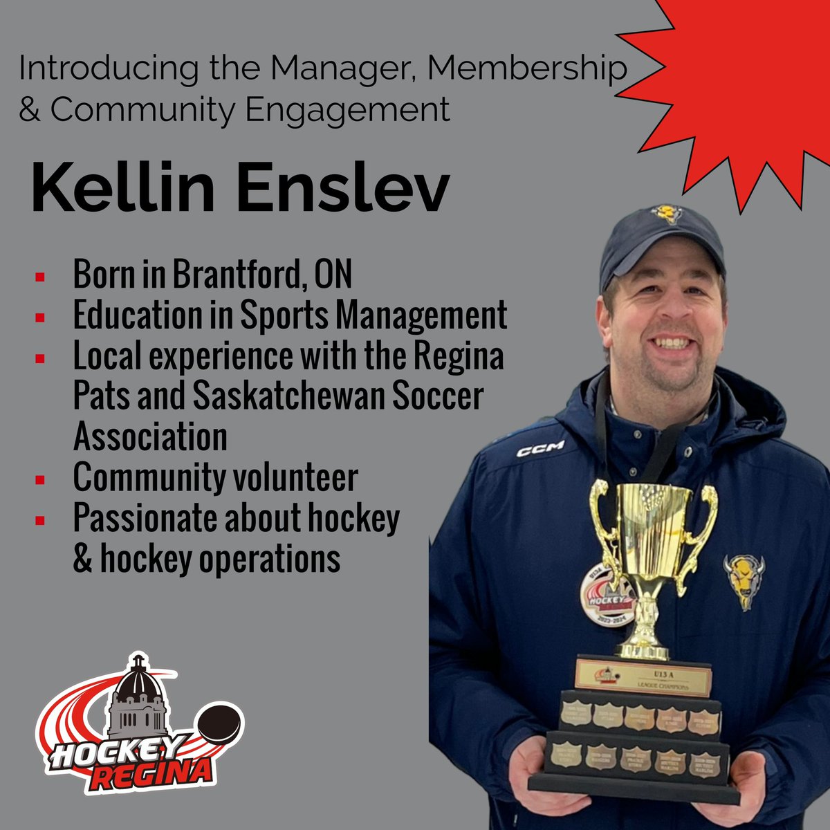 Hockey Regina is excited to announce the hiring of Kellin Enslev as the Manager, Membership &amp; Community Engagement. 

Learn more about Kellin at the HRI website: hockeyregina.ca/article/98339 

#buildingcommunitythroughhockey #newhire #HRI