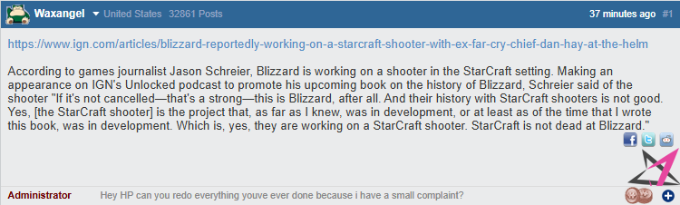 TLnet's tweet image. Reportedly Blizzard are working on a StarCraft shooter! 

Will this be a good thing? Will this be a good entry into the StarCraft universe or do we just want StarCraft III? 

tl.net/forum/starcraf…