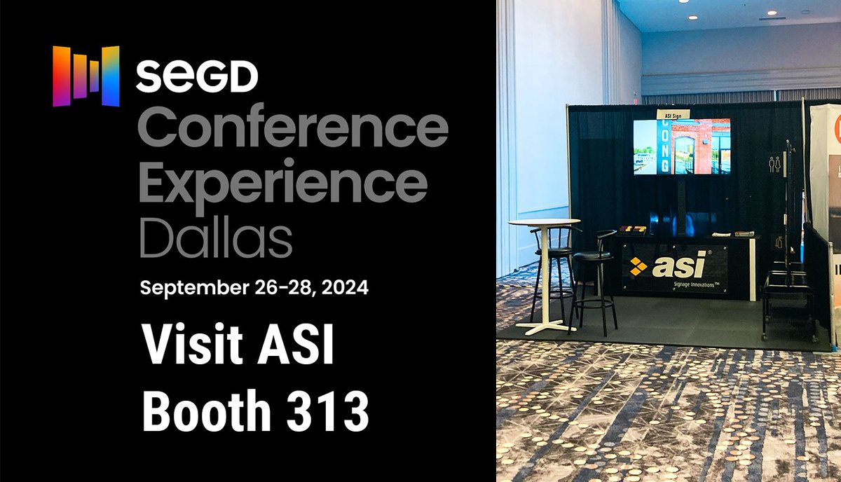 We're excited to be part of the 2024 <a href="/SEGD/">SEGD</a>  Conference in Dallas! Stop by ASI's booth, #313

Come explore the latest innovations in signage #design and see how ASI can bring their creative visions to life. We're here to transform ideas into stunning, functional #signage solutions