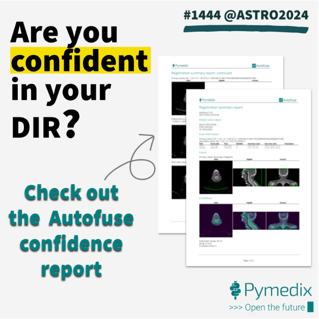 pymedix's tweet photo. Are you confident in the outcome of your deformable image registration? Introducing "Confidence Map" from #Autofuse, a quantifiable measure to ensure confidence in your #DIR outcomes. Interested to learn more? Stop by our booth #1444 at #ASTRO2024 to see how it works firsthand! https://t.co/4tRbU141Jm