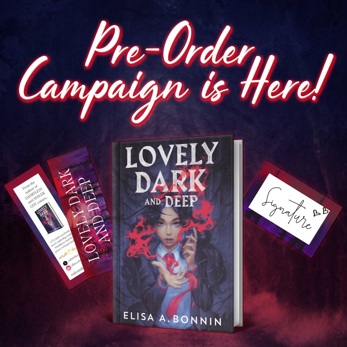 The LOVELY DARK AND DEEP pre-order campaign is finally open (and of course, it's open internationally). 🤩

To get your hands on LOVELY DARK AND DEEP book swag:
1️⃣ Pre-order LOVELY DARK AND DEEP *or* request it from a library. 
2️⃣ Fill out the pre-order form (link in bio and 🧵)