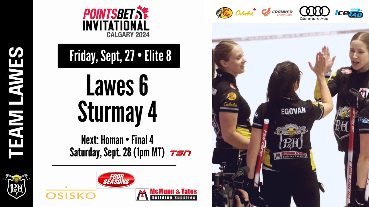 Team Lawes (@teamklawes) on Twitter photo And we are into the <a href="/PointsBetCanada/">PointsBet Canada</a> Invitational Final 4 tomorrow against Team Homan!
#TeamLawes #PBI2024 And we are into the <a href="/PointsBetCanada/">PointsBet Canada</a> Invitational Final 4 tomorrow against Team Homan!
#TeamLawes #PBI2024
