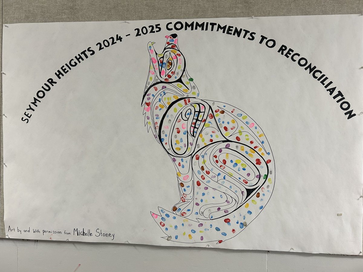 Seymour Heights honoured #TruthAndReconciliation day by starting in circle, where we learned important shared teachings. Each thumb print indicates a commitment to Reconciliation that each of us made today following rich conversations in classrooms and as a community. <a href="/NVSD44/">School District 44</a> 🧡