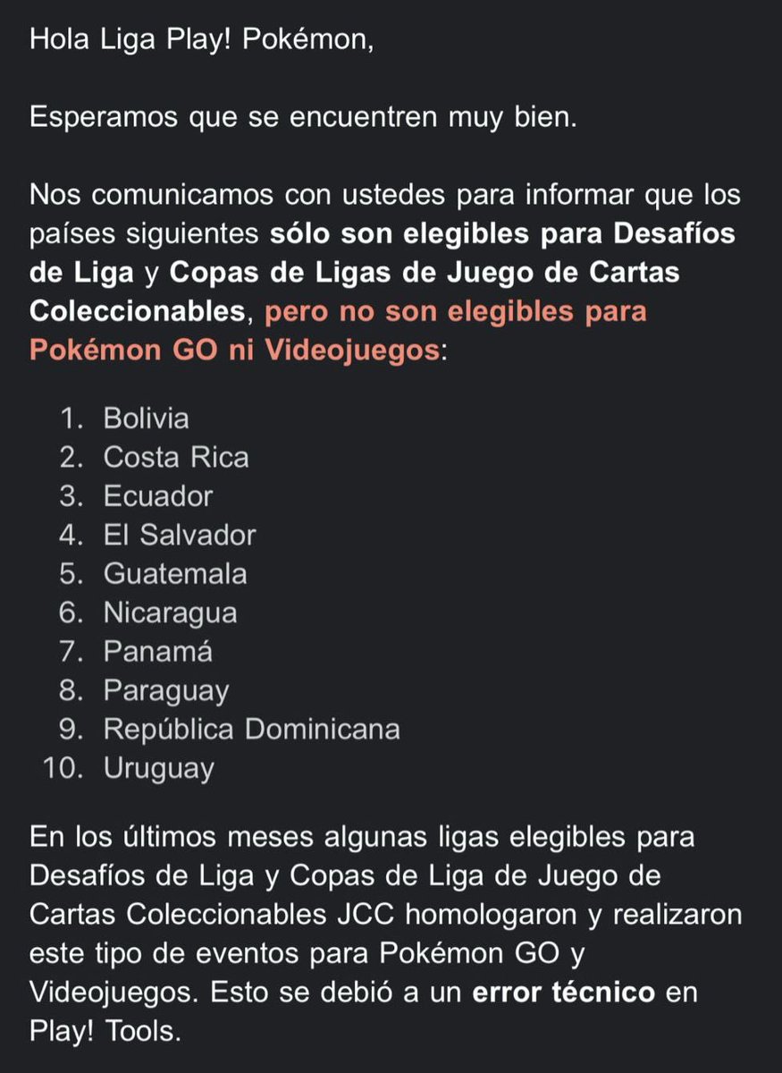 ¡Muchas gracias Play Pokémon! Siempre haciendo todo lo posible para hacer el circuito de la peor manera posible 👏🏻

Me parece sumamente injusto que ciertos países vayan a tener locales y otros no, este anuncio ya habiendo iniciado la temporada es nefasto.
