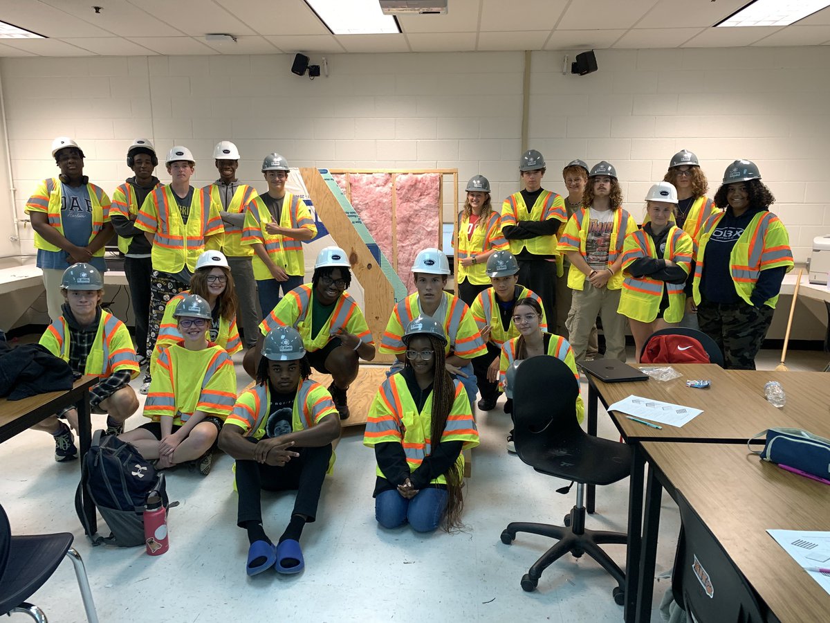 tinker_tree's tweet image. We didn’t let the internet being down stop us from learning about wall frame systems! #pltw