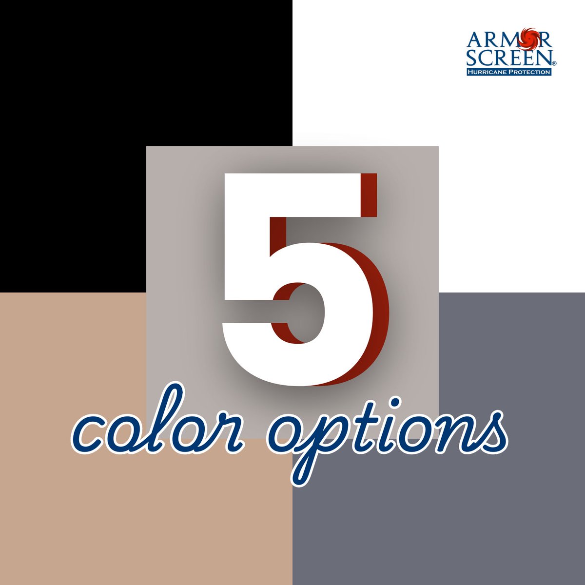 ArmorScreen's tweet image. Choose from 5 color options for our hurricane fabric, giving your property both protection and style. Match your home or business while staying storm-ready! Learn more: zurl.co/tPqW  #HurricaneProtection #StyleAndSafety #ArmorScreen #CustomProtection