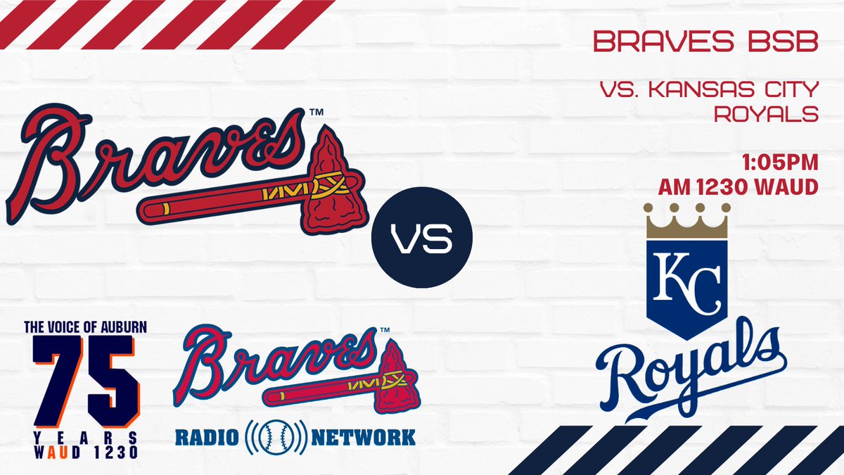 WAUD 1230 AM (@waud1230) on Twitter photo Today, the <a href="/Braves/">Atlanta Braves</a> wrap up the last weekend of the regular season with one more battle with the Kansas City Royals. Listen to all the action on our airwaves as called by the <a href="/BravesRadioNet/">Atlanta Braves Radio Network 🎙️</a>!! Today, the <a href="/Braves/">Atlanta Braves</a> wrap up the last weekend of the regular season with one more battle with the Kansas City Royals. Listen to all the action on our airwaves as called by the <a href="/BravesRadioNet/">Atlanta Braves Radio Network 🎙️</a>!!
