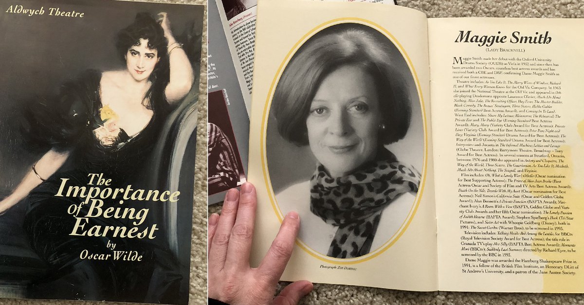 One of the great joys of my life was seeing Maggie Smith onstage in London. I twice watched "The Importance of Being Earnest" at the Aldwych back in the day (1990 theatre season). Her films were amazing, but her onstage comedy energy was a force of nature. #RIP #DameMaggieSmith