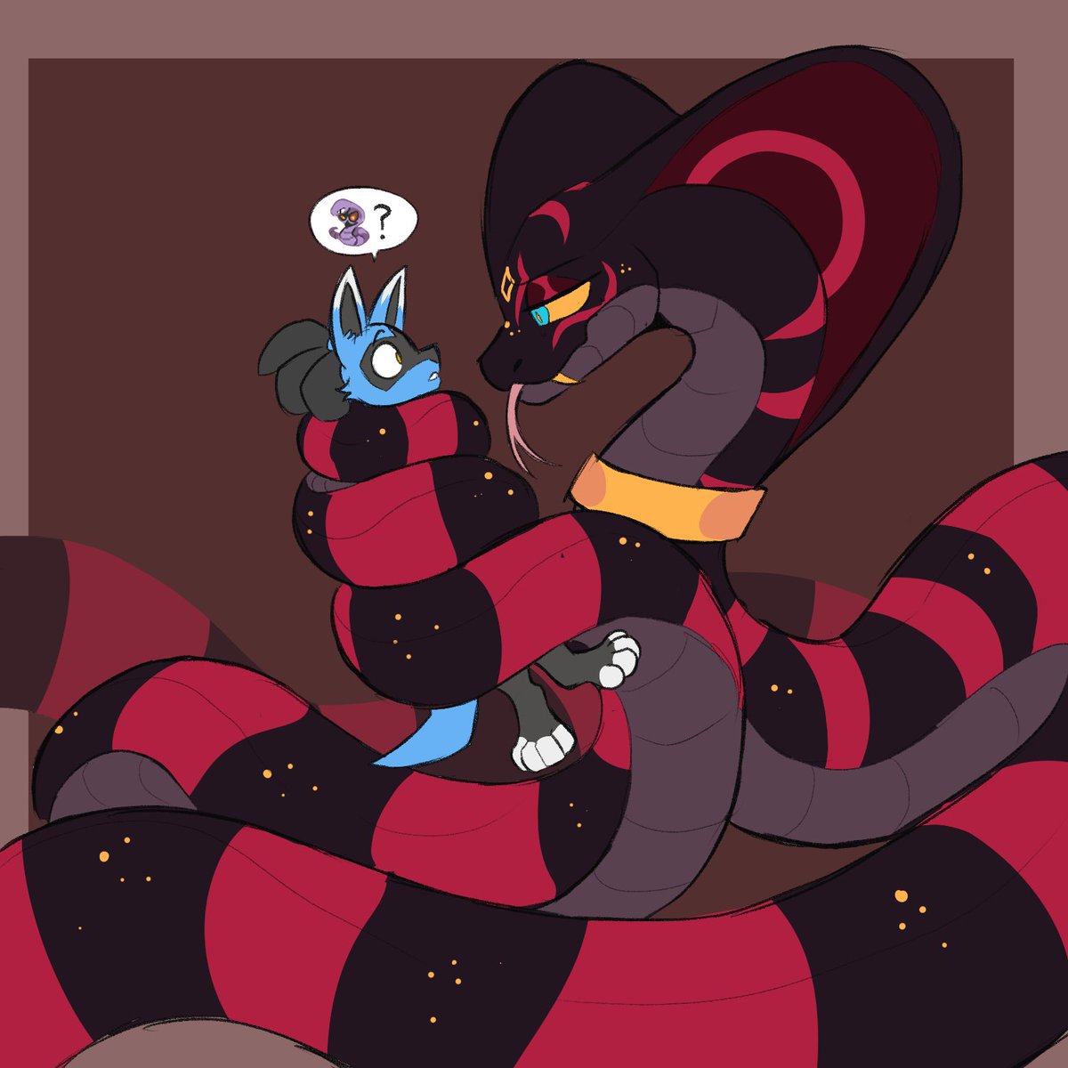 BoxIdle's tweet image. I have already lived this scenario, but there is something different here...
Art made by @popcocks ✨

#furry #Pokemon #Lucario #snake #squeeze #coils