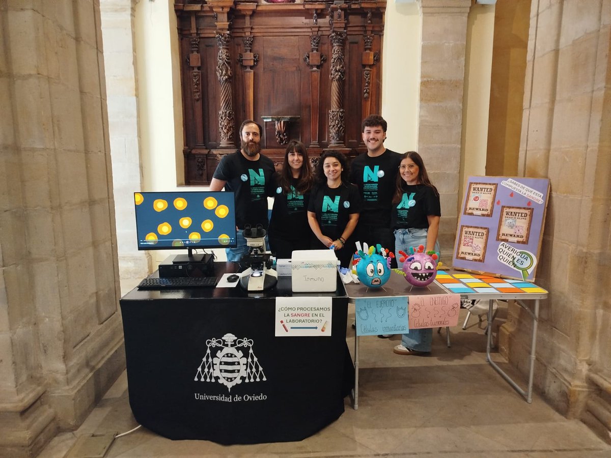 immunofighters's tweet photo. Hoy en la #EuropeanResearchersNight 🌠🥼 @UOdivulga @IUOPA @GECYEN_UNIOVI @FINBAsturias @ContraCancerAST 🔬🦠🩸🧫 explicando cómo el sistema inmunitario es nuestro aliado frente al cáncer! Lo hemos pasado genial 🙌🏽 #Immunology #cancer https://t.co/039oM3QdDD