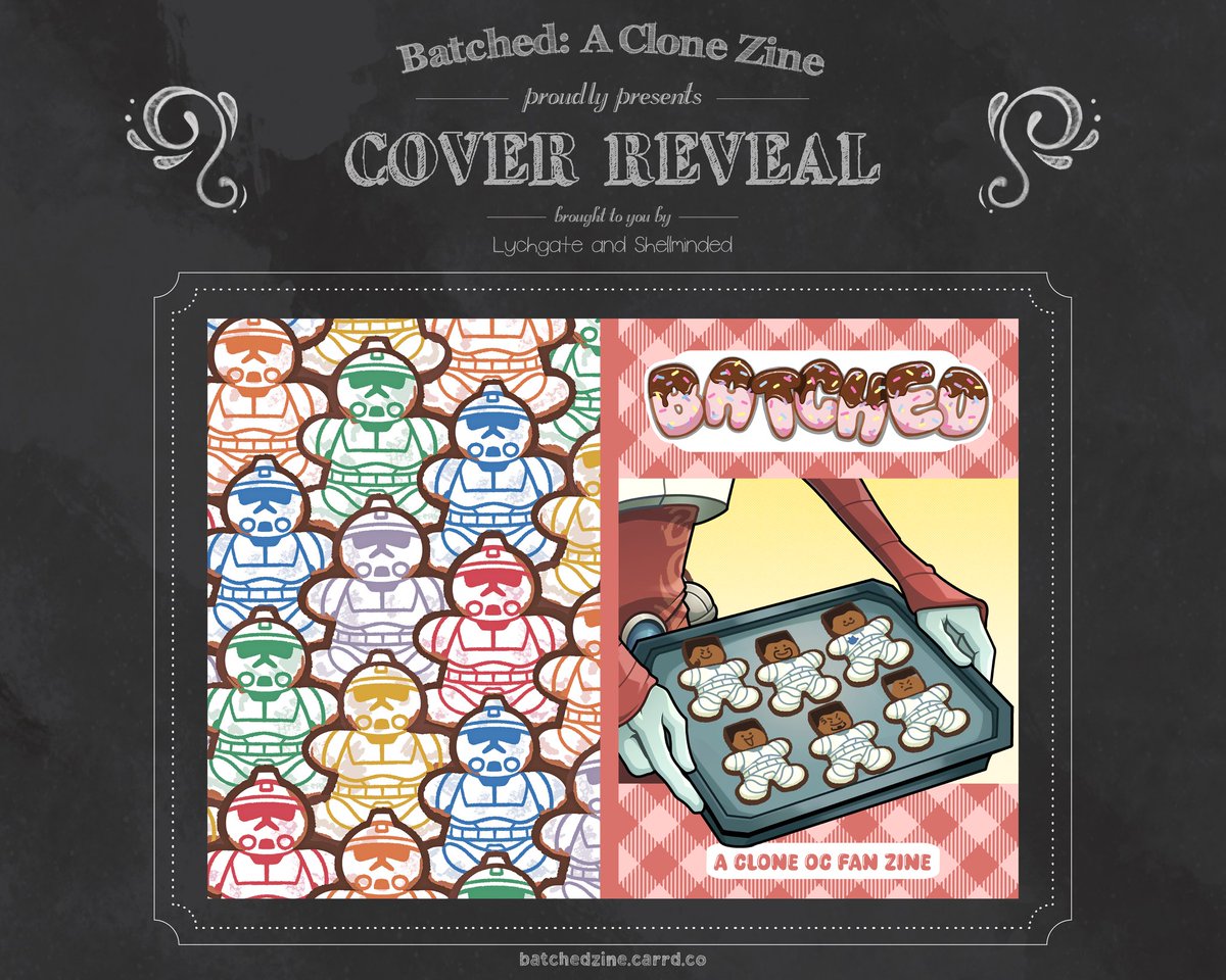 🍪 Cover Reveal! 🍪

We are thrilled to present to you, fresh from the oven, the covers of Batched: A Clone Zine! 

The main zine will have a blue cover, and feature canon clone trooper characters!

The OC Showcase will have a red cover!

 Preorders for Batched open in 4 days!!!