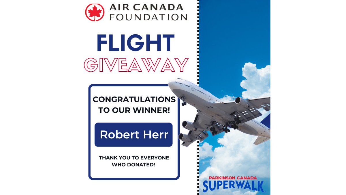 SuperWalk's tweet image. Drum roll, please... 🥁 Let's all give a round of applause to Robert Herr, our @aircanada Foundation flight giveaway Winner! 🏆✈️

Our events team will soon be in touch for you to collect your prize! 🎉 Congratulations! 
#superwalk24