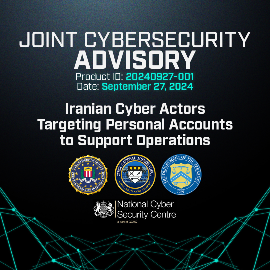 Kare65's tweet photo. Iranian cyber actors have targeted email accounts associated with the 2024 US presidential election. Read the #FBI’s new #CybersecurityAdvisory, published in collaboration with US Government agencies and foreign partners, for more on this threat activity: https://t.co/qPMaTcIIJ6 https://t.co/eFB9g4ajK8