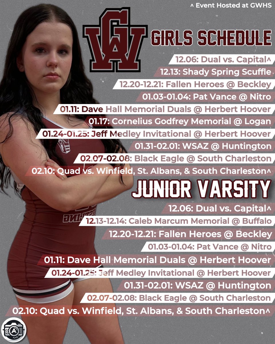 GwhsWrestling's tweet image. The official schedule for this year’s Patriot squad!

#HailGW
📸: AC Designs

*subject to change*