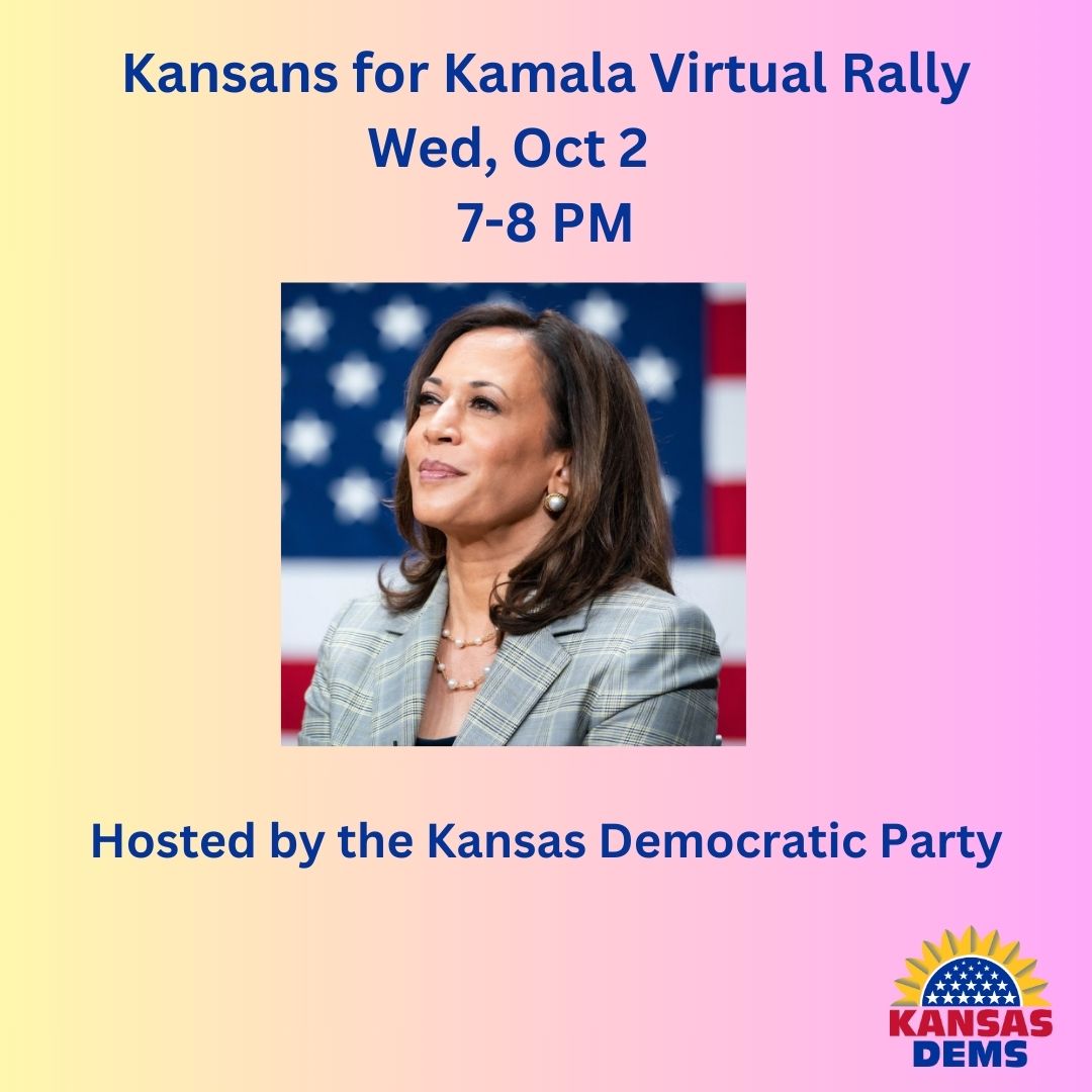 KansasDems's tweet photo. Join us for Kansans for Kamala Virtual Rally!

Speakers include former Virginia Gov. and former DNC Chair Terry McAuliffe and elected officials outside and within KS. Let's rally to elect Democrats up and down the ballot!

To join, you must RSVP here: https://t.co/E5MrvhJQmi https://t.co/ALsXsvqFBi