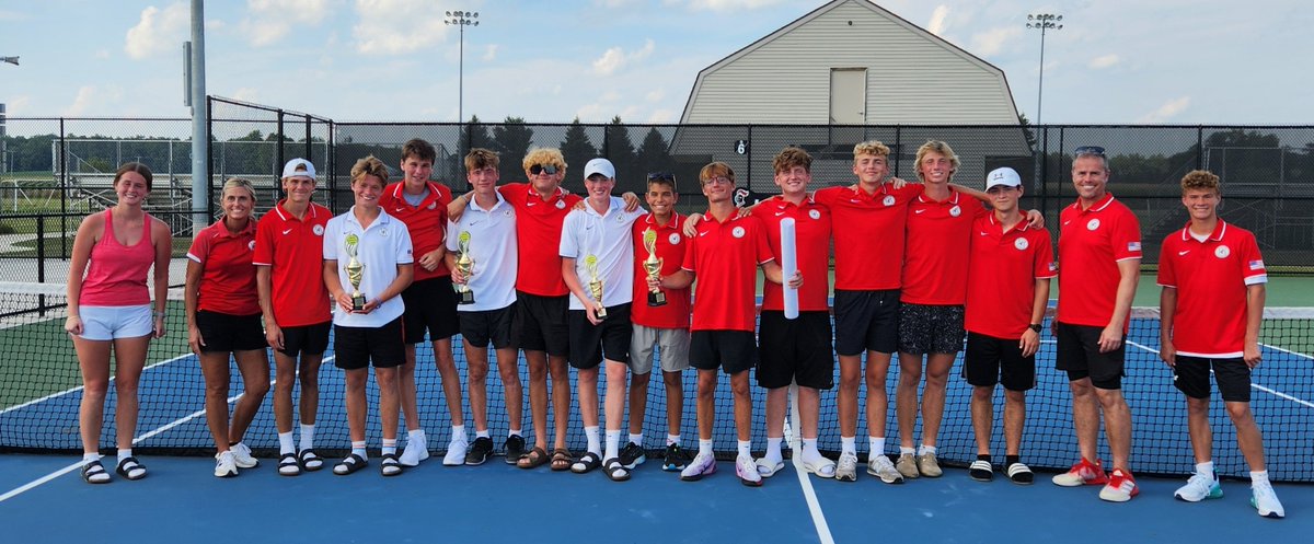 Congrats Gentlemen!!!!  You are the 2024 NE8 Boys Tennis Champions!!!!

Great effort today by Wyatt as he returned to Leo today to finish up a 3rd set against Leo that was played on Wednesday.   Wyatt dominated Leo winning 6-2!