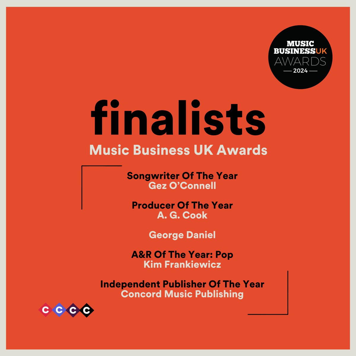 We’ve been shortlisted for the Music Business UK Awards! Three CMP writers are up for awards, while Concord and our very own Kim Frankiewicz are also nominated.
 
Link to see the full list via #MusicBusinessWorldwide -
musicbusinessworldwide.com/music-business…