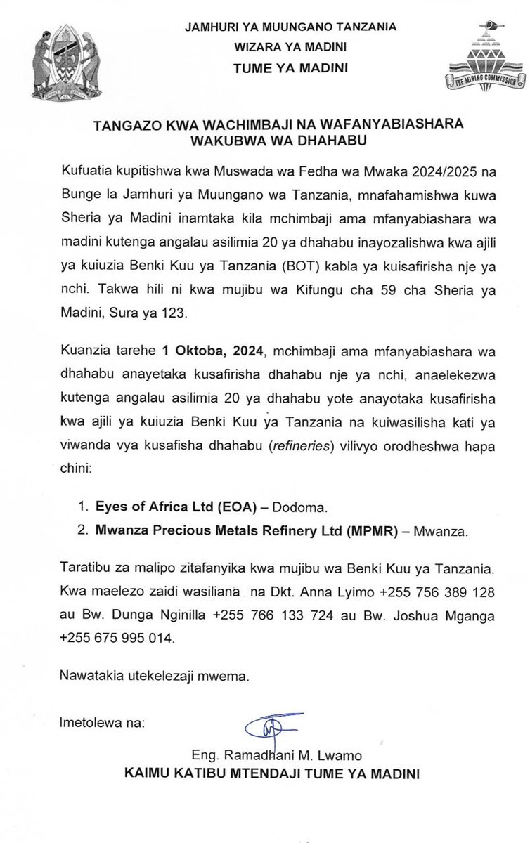 MadiniTanzania's tweet photo. #Taarifa
#KutokaTumeyaMadini https://t.co/nzRXNXd33K