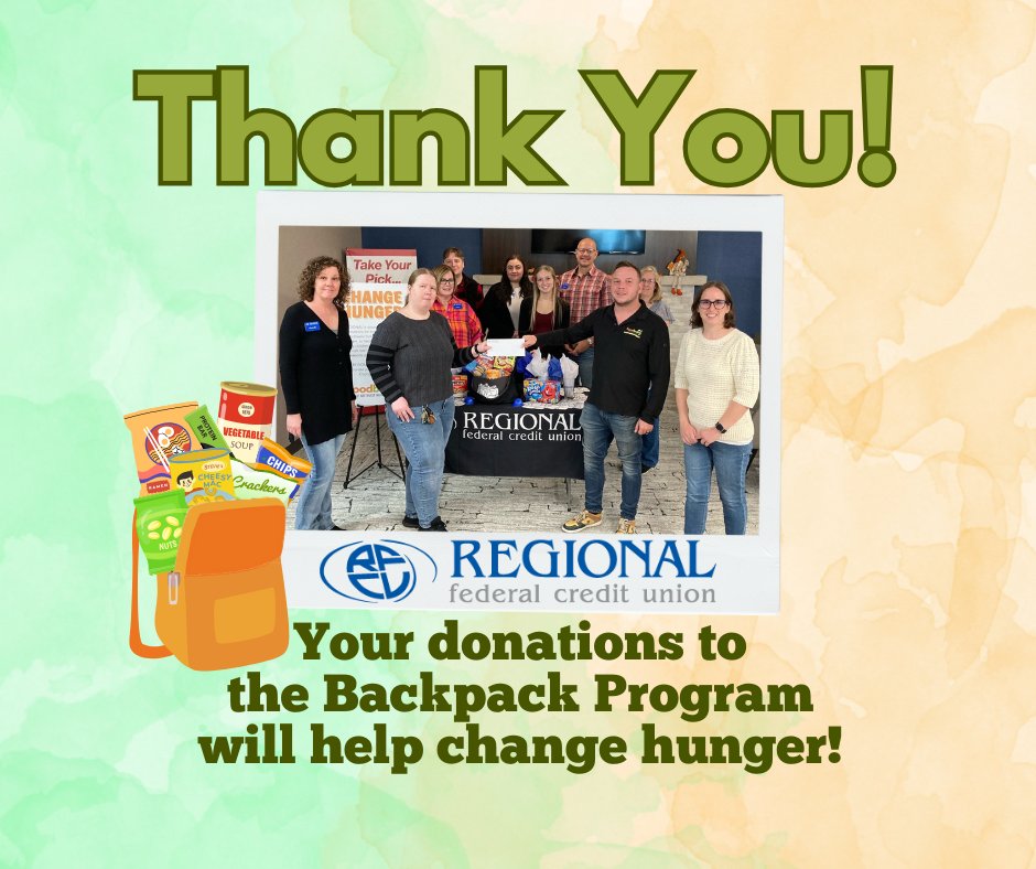 REGIONALFCU's tweet image. Today @foodbanknwi stopped by our branch to accept the funds you all helped raise for their Backpack Program. We raised $3,000 to help children in Northwest Indiana in need. Thanks for your donations!

#FoodbankofNWI #BackPackProgram #FallFundraiser #REGIONALCares