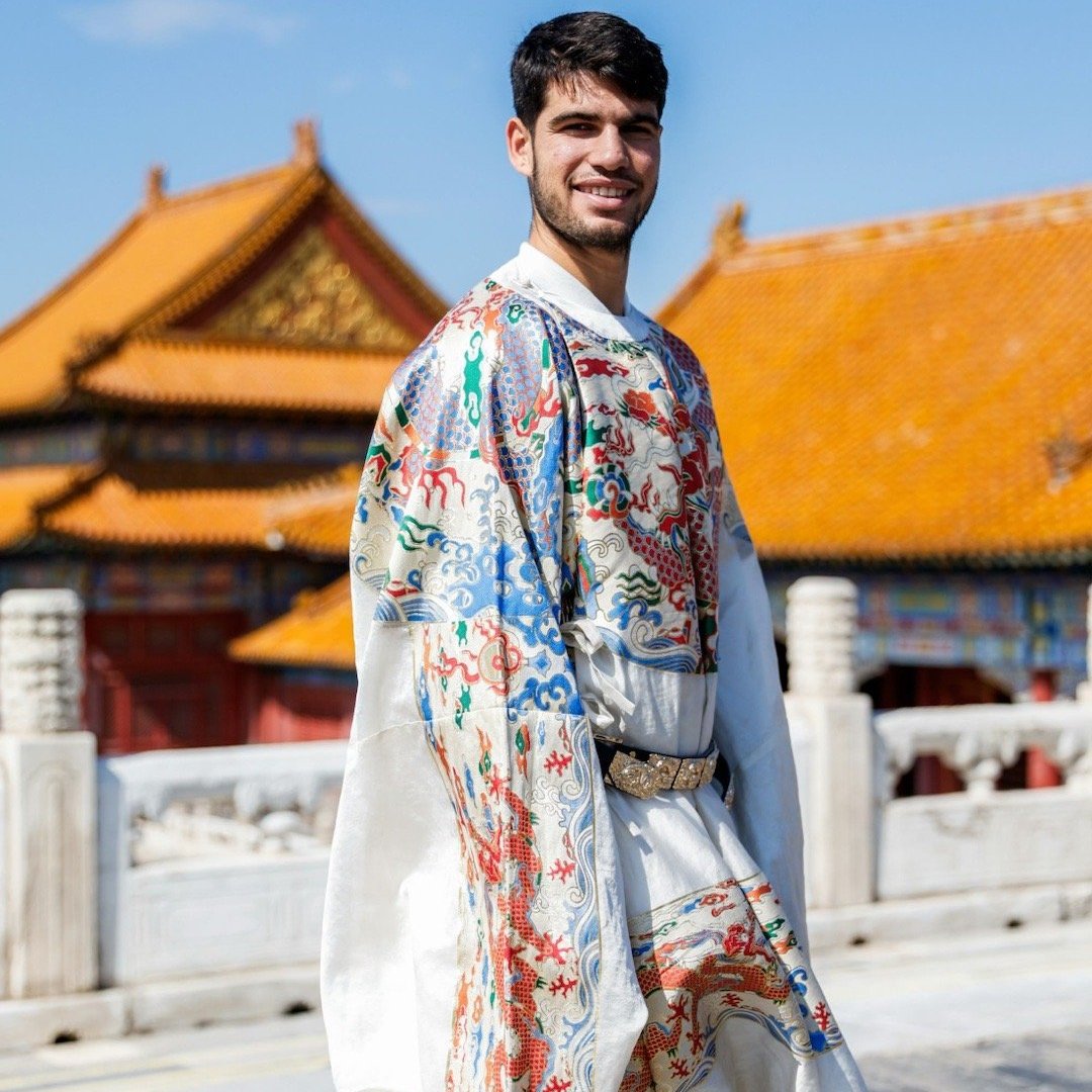 CGTN Europe على X: "Tennis stars including Carlos Alcaraz and Coco Gauff  wore traditional Chinese costumes as they visited the Forbidden City in  Beijing. Alcaraz (third seed) and Gauff (seeded four) are