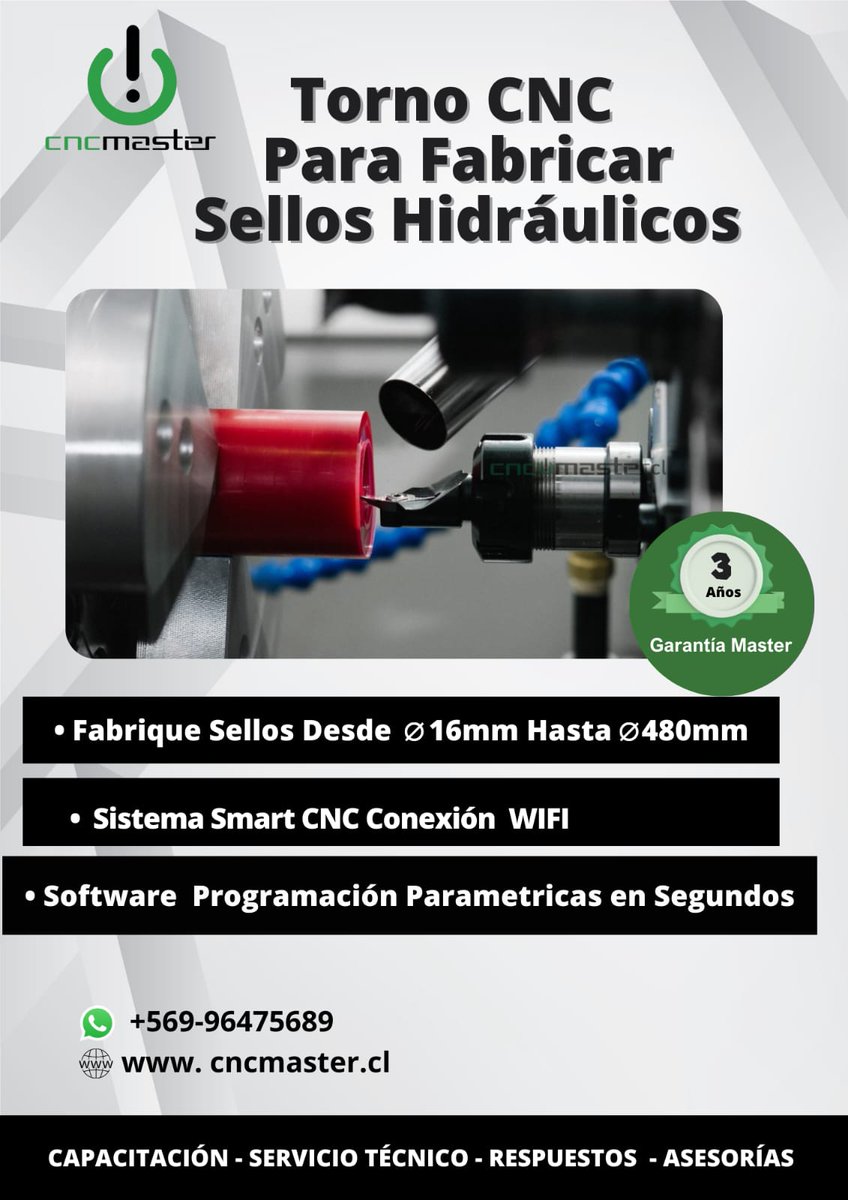 cncmastercl's tweet image. Para entrega inmediata está el Torno para Fabricar Sellos Hidráulicos. Más información en nuestra web y WhatsApp.
#cncmaster #tornocnc #selloshidraulicos #torno #automatizacion #automatizacionindustrial