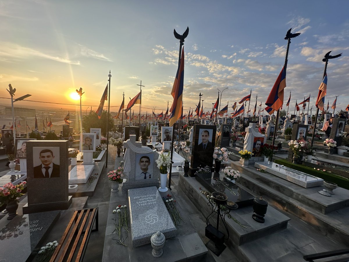 DKhodanian's tweet photo. Four years ago, on September 27, 2020, Azerbaijan, with Turkey’s full support, started a war against Artsakh. Since then, the violence and destruction have not stopped, with ongoing attacks, land grabs, and cultural erasure. There’s much more, but here’s a brief summary of key events since the 2020 Artsakh war began.

 • September 27, 2020 – Azerbaijan, with full Turkish support, launches a war against Artsakh.
 • November 9, 2020 – Pashinyan signs a capitulation agreement.
 • December 14, 2020 – Azerbaijan violates the ceasefire, occupying the remaining parts of Hadrut (Hin Tagher, Khtsaberd) and capturing dozens of Armenian soldiers.
 • May 12, 2021 – Azerbaijan attacks Gegharkunik and Syunik, seizing over 40 km of Armenian territory.
 • August 26, 2021 – Azerbaijan takes control of key sections of the Goris-Kapan highway, severing Armenia’s connection to Iran.
 • November 16, 2021 – Azerbaijan attacks Ishkhanasar in Syunik, killing seven Armenian soldiers and taking 10 hostages.
 • March 2022 – Azerbaijan captures strategic heights near Parukh in Artsakh, killing three Armenian soldiers and displacing civilians.
 • March 2022 – Azerbaijan twice cuts gas supplies to Artsakh during winter, causing a humanitarian crisis.
 • August 1-3, 2022 – Azerbaijan attacks Berdzor, Yeghtsahogh, and Martakert, killing two Armenians, wounding 19, and seizing Berdzor, Aghavno, and Nerkin Sus.
 • September 13-14, 2022 – Azerbaijan launches a major offensive from Gegharkunik to the Iranian border, seizing at least 10 sq km. Over 200 Armenians are killed or missing, with 300 wounded.
 • December 12, 2022 – Azerbaijan blockades Artsakh.
 • March 2023 – Azerbaijani forces ambush a police car near Stepanakert, killing three Armenian officers and injuring one.
 • September 19-20, 2023 – Azerbaijan bombards, occupies, and ethnically cleanses Artsakh.

Meanwhile, since the occupation, Azerbaijan has been systematically erasing villages and towns in Artsakh, both culturally and physically. Satellite imagery reveals the destruction of these areas, and just today, parts of Stepanakert have been shown to have been destroyed.

📸 Yerablur Military Pantheon - September 27, 2024