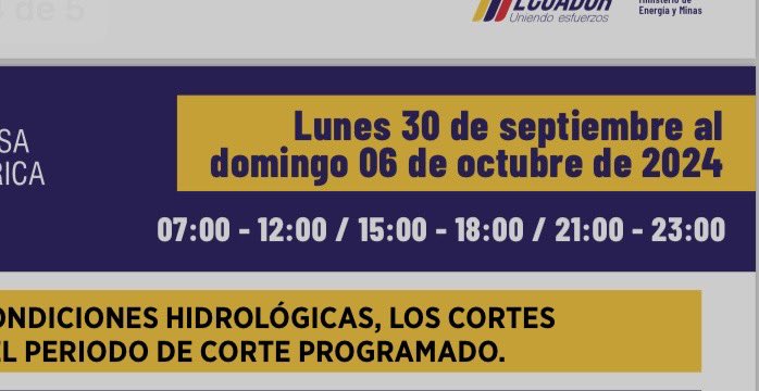 Este es uno de los horario de corte la próxima semana. Cómo se trabaja con tres horas de electricidad al día? Cómo se sostiene un emprendimiento? Este país expulsa a su gente. Quién puede querer vivir en un país sin energía, sin empleo, sin seguridad, sin ninguna garantía?
