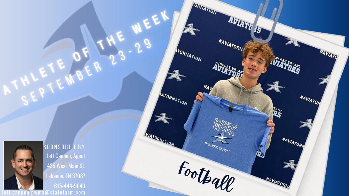 Winfree Bryant MS (@winfreebryant) on Twitter photo Congratulations to our Athlete of the Week! His character, commitment, & effort are always on display on the field and off! #athleteoftheweek #lssd #GoAviators <a href="/agentjeffg/">jeff gannon</a> Congratulations to our Athlete of the Week! His character, commitment, & effort are always on display on the field and off! #athleteoftheweek #lssd #GoAviators <a href="/agentjeffg/">jeff gannon</a>