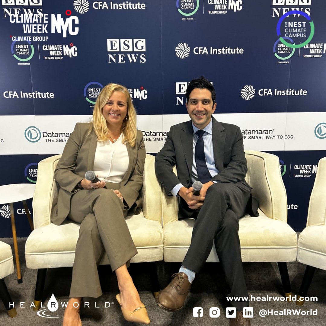 Michele Bongiovanni (CEO/Founder <a href="/HealRWorld/">HealRWorld</a>) &amp; Arsalan Mahtafar (Co-Chair of the Impact Disclosure Taskforce &amp; Head of JPMorgan’s Development Finance Institution) speaking with ESG News live at Nest Climate Week about the launch of the HRW-led SME taskforce sub-group

#SDGs #ESG