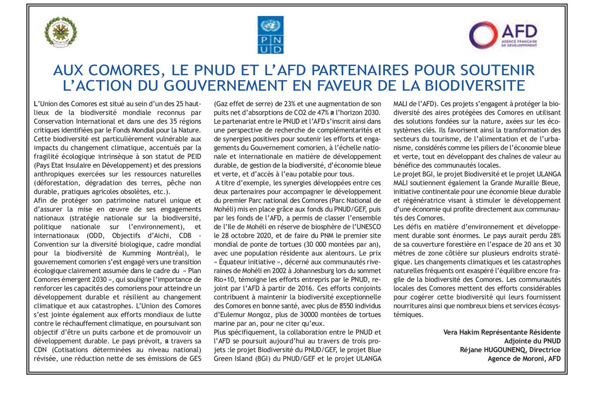 Grâce aux efforts conjoints du @PNUD et de l’@AFD, le Parc National de Mohéli est devenu un modèle de préservation, avec plus de 30 000 montées de tortues chaque année ! Découvrez comment ces projets soutiennent la biodiversité unique des Comores. #Comores #Conservation