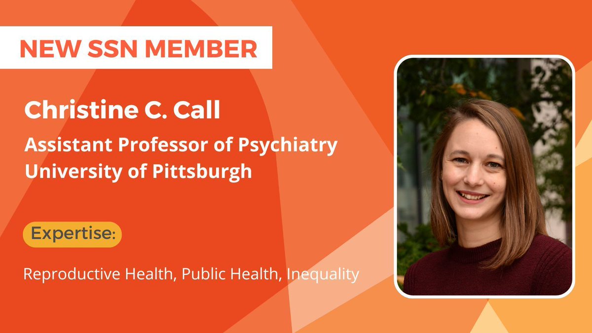 Scholars Strategy Network (bsky: @scholars.org) (@ssnscholars) on Twitter photo We are excited to welcome @christineccall of <a href="/PittPsychiatry/">Pitt Psychiatry</a> to the network! Call's research focuses on food insecurity, eating behaviors, mental health, and their intersection, particularly during pregnancy and postpartum.
Learn more: buff.ly/4dMg02l We are excited to welcome @christineccall of <a href="/PittPsychiatry/">Pitt Psychiatry</a> to the network! Call's research focuses on food insecurity, eating behaviors, mental health, and their intersection, particularly during pregnancy and postpartum.
Learn more: buff.ly/4dMg02l
