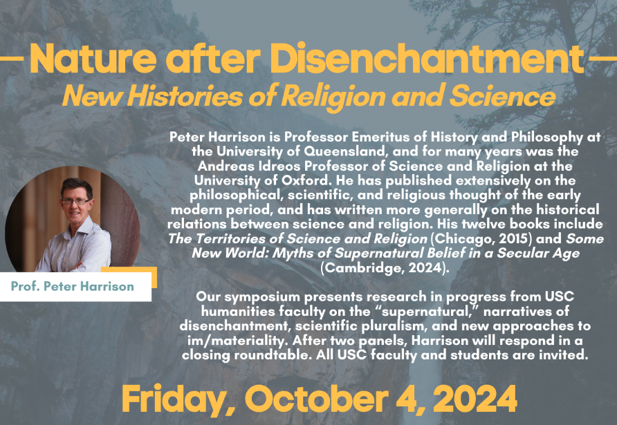 We're proudly co-hosting a symposium with <a href="/theNovaForum/">Nova Forum at USC</a> featuring <a href="/USC/">USC</a> faculty and Prof. Peter Harrison of <a href="/queensu/">Queen's University</a>. 🇦🇺

Friday's symposium will highlight research on the “supernatural” narratives of disenchantment and scientific pluralism. 

RSVP: novaforum.org/events/battle-…