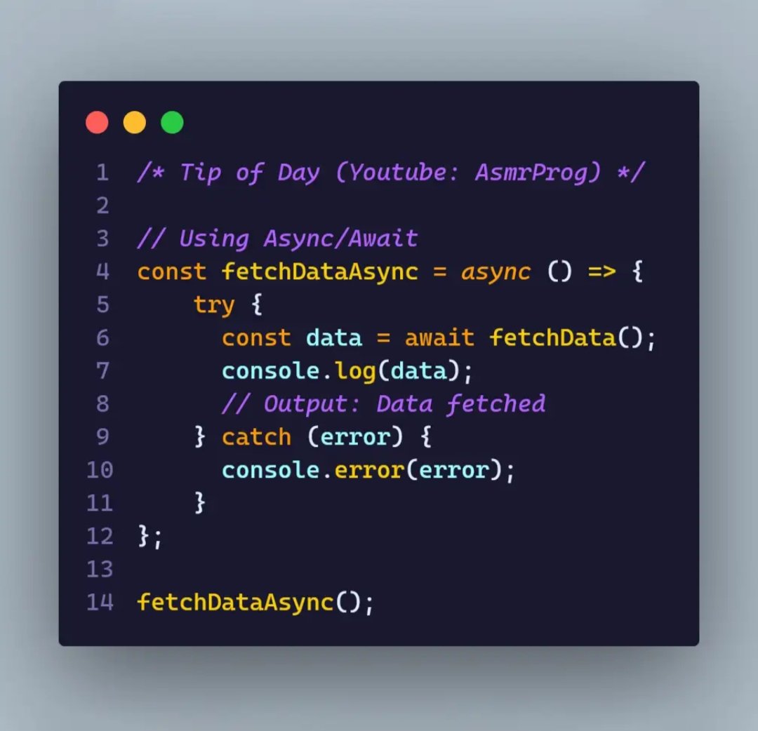 InjamHossan's tweet photo. 💡 Tip of the Day Promises vs. Async/Await: Performance and Use Cases in JavaScript💡

#WebDevelopment
#javascript #programmer https://t.co/uueVgupMZs