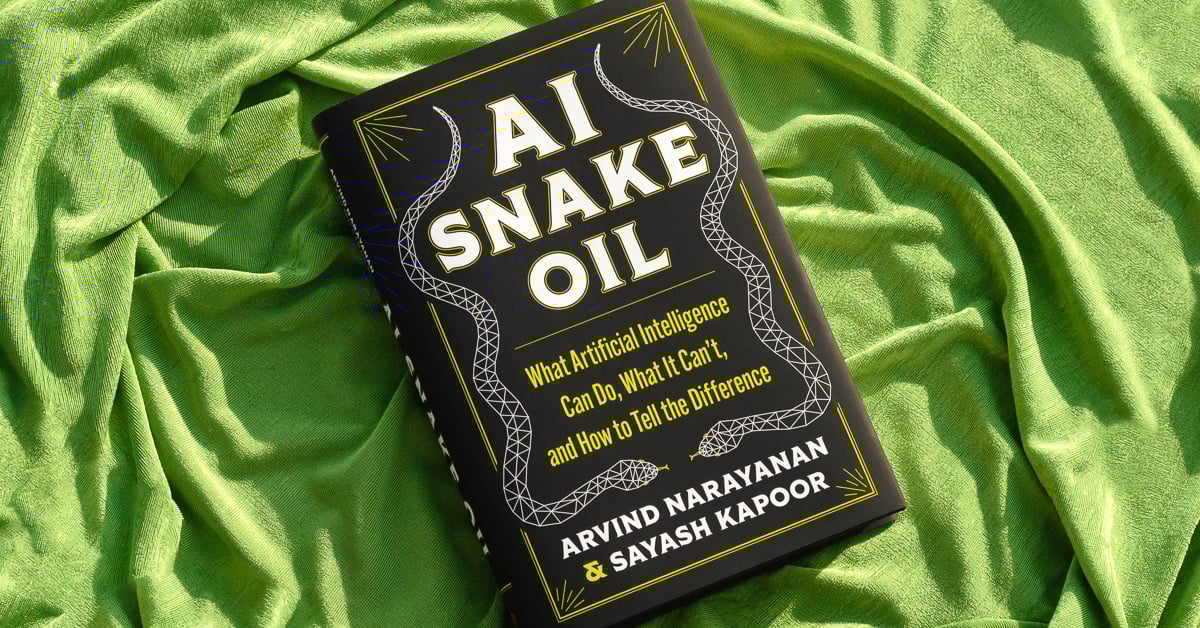 Princeton University Press (@princetonupress) on Twitter photo Listen: <a href="/MarketWatch/">MarketWatch</a> podcast On Watch host <a href="/jowens510/">Jeremy C. Owens</a> speaks with <a href="/random_walker/">Arvind Narayanan</a> about his new book AI Snake Oil, co-authored with <a href="/sayashk/">Sayash Kapoor</a>: hubs.ly/Q02RlDYX0 Listen: <a href="/MarketWatch/">MarketWatch</a> podcast On Watch host <a href="/jowens510/">Jeremy C. Owens</a> speaks with <a href="/random_walker/">Arvind Narayanan</a> about his new book AI Snake Oil, co-authored with <a href="/sayashk/">Sayash Kapoor</a>: hubs.ly/Q02RlDYX0
