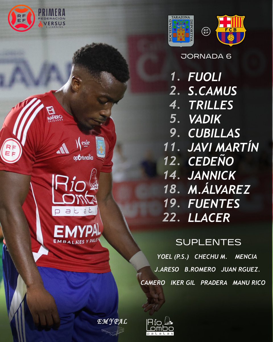 👉🏻 XI inicial frente al Barça Atlètic.