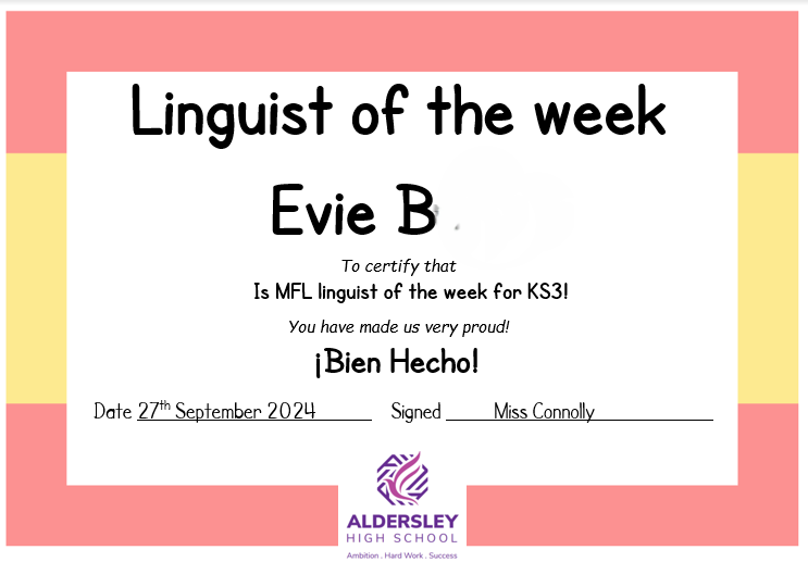 PereaMiss's tweet photo. Well done to our "Linguists of the week". You are amazing! 🇫🇷🇪🇸💪@AldersleyHighSc @AldersleyTeam10 @AldersleyTeam8 @AldersleyTeam9 https://t.co/V4JgW4hYss