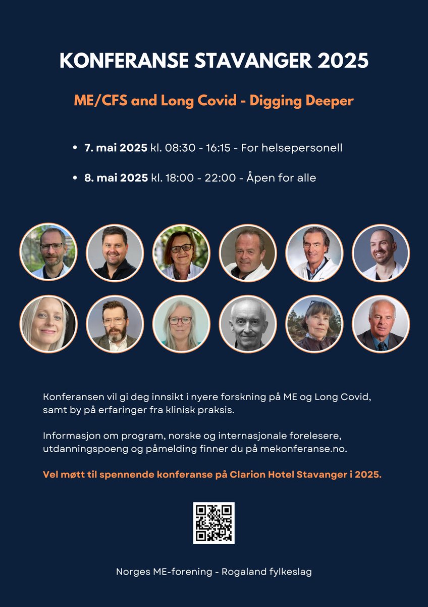 Tidenes mest omfattende ME-konferanse i Norge 7-8. mai 2025! Forskere fra 6 land foreleser om ME og Long Covid.

Utdanningspoeng for helsepersonell. Meld på!

mekonferanse.no/wp-content/upl…