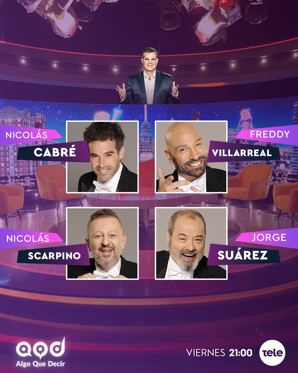 A las 21:00 llegan ellos 😎

➡️ Nicolás Cabré
➡️ Freddy Villarreal
➡️ <a href="/Nico_Scarpino/">Nicolas Scarpino</a>
➡️ <a href="/jorgesuaritos/">jorge Suárez</a>

No te pierdas de #AlgoQueDecir por la pantalla de <a href="/teledoce/">𝗧𝗲𝗹𝗲𝗱𝗼𝗰𝗲 📺</a>