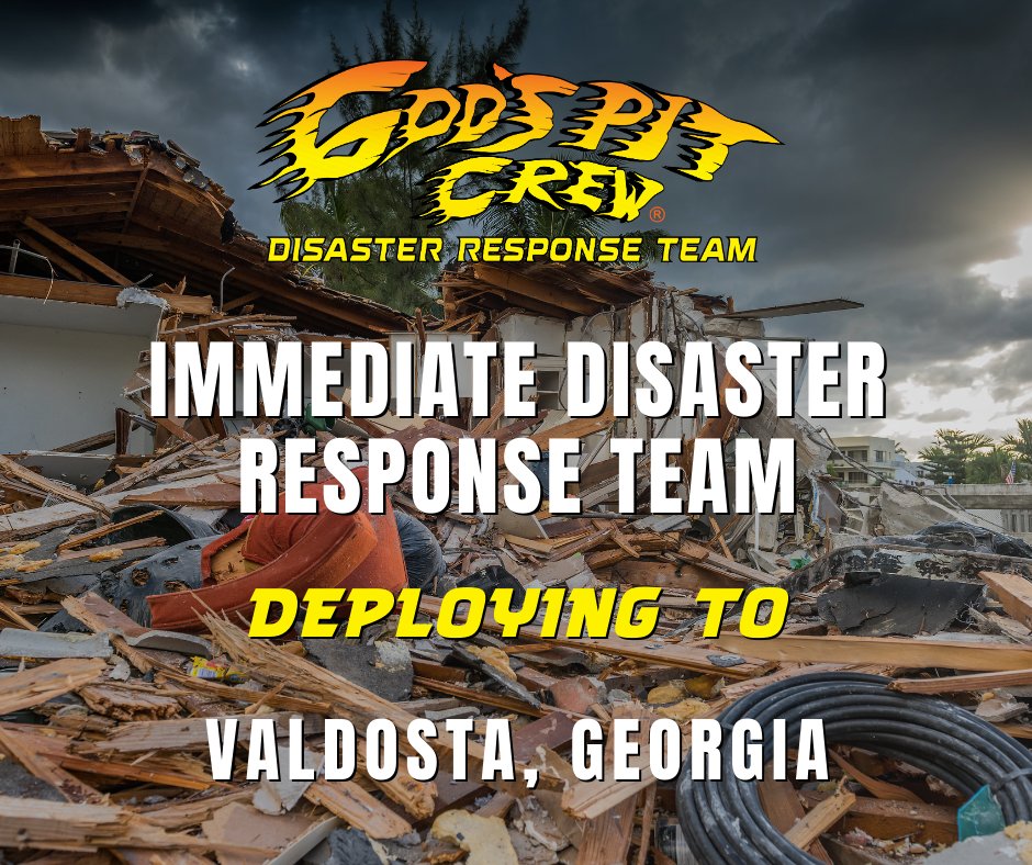 GodsPitCrew's tweet image. 🚨𝗚𝗣𝗖 𝗗𝗘𝗣𝗟𝗢𝗬𝗜𝗡𝗚: Our Immediate Disaster Response Team is deploying to #Valdosta, GA to aid victims of #HurricaneHelene.

Crew members will work to muck out homes, cut and remove damaged trees, and pray with families.

📌View and register: bit.ly/GPC-Helene-Dep…