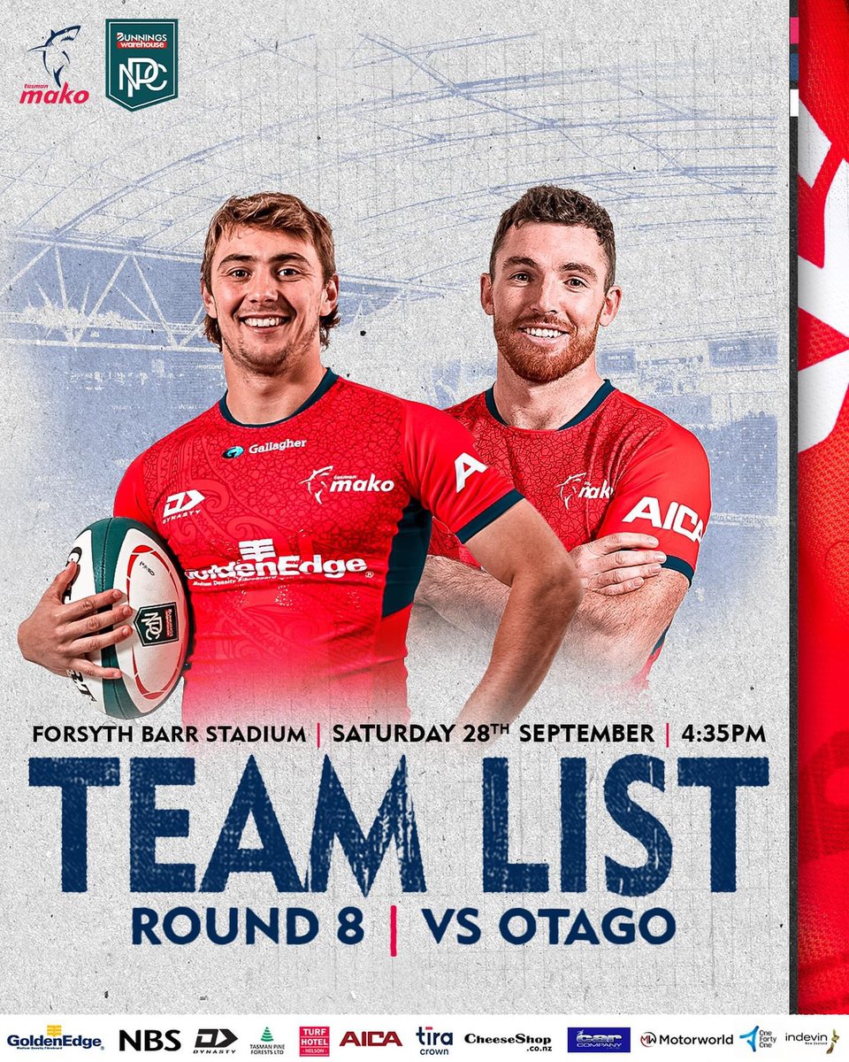 TasmanMako's tweet photo. GAME DAY | New location, same grind
👨🎓 @OtagoRugbyTeam
⏰ 4:35pm
📍 Dunedin
#BunningsNPC #OTAvTAS
#TasmanMako #OurPassionRunsDeep #FinzUp🦈 https://t.co/5QjEQYsxp7