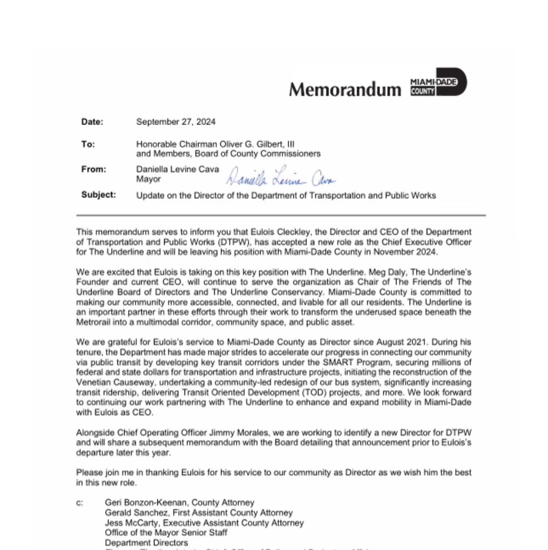 Eulois Cleckley departure to the Underline confirmed