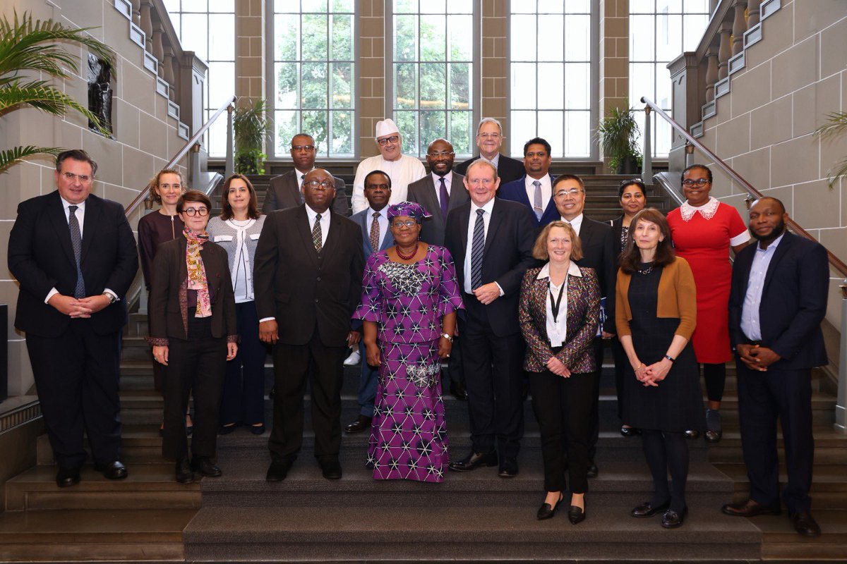NOIweala's tweet photo. Today we kicked off our partnership with the University of Bolton, Greater Manchester UK’s “Centre for Intelligence of Things” on Artificial Intelligence and Frontier Technologies, beginning with a training course on the application of AI to Trade and Supply Chains. Was great to welcome the delegation led by Vice Chancellor George Holmes, and including Director of the Centre Professor Celestine Iwendi, Head of School of Arts and Creative Technologies Prof Sam Johnson and other professors. Congrats to our first group of trainees 20 WTO staff of which 16 are women! Looking forward to this very fruitful collaboration. Thanks to their excellencies Ambassadors
Jean Pierre Baptiste of Chad, Guilherme Patriota of Brazil, Richard Brown of Jamaica, and Emmanuelle Ivanov-Durand of France for joining us at the welcome lunch for the delegation. @BoltonUni