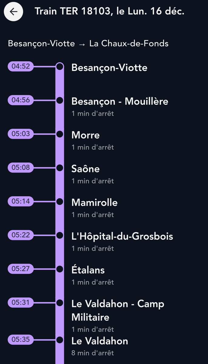 lejeunedutrain's tweet photo. Le #TER18103 @TER_BFC_Trafic partira désormais de Besançon-Viotte dès le 15 décembre prochain. Avant les travaux de la #LigneDesHorlogers, il partait de Valdahon.

Par conséquent, ça sera le 1er TER à quitter la cité bisontine chaque jour, suivi du Dijon de 04h56. https://t.co/cfBfFeVBFF