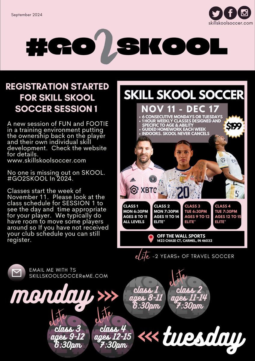 SkillSkoolSocr's tweet photo. Soccer training this November December at Off The Wall Sports with Skill Skool Soccer - https://t.co/7KDIZUmDcp https://t.co/lUYtQywXlu