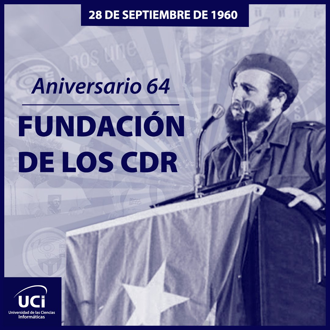universidad_uci's tweet image. El #28DeSeptiembre de 1960 #FidelCastro fundó los @cdr_cuba tras haber denunciado en la #ONU las acciones del gobierno de #EEUU contra la #Revolución. #Hoy, a 64 años de su fundación, reafirman su apoyo a nuestro proyecto social. #Cuba @GHNordelo5 @CubaMES @BasultoRamirez