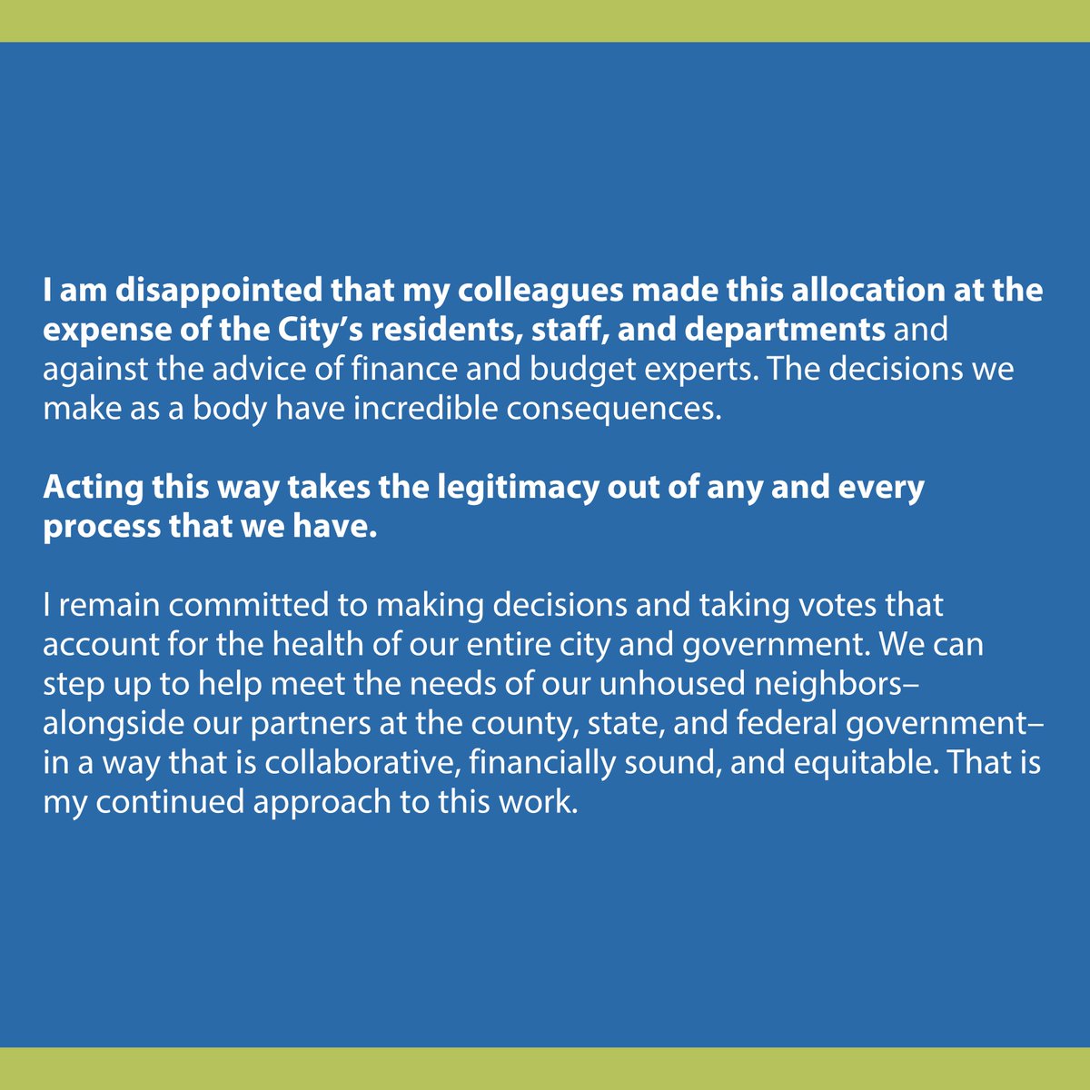 Council Member Palmisano's Statement on $1.5M Funding Reallocation