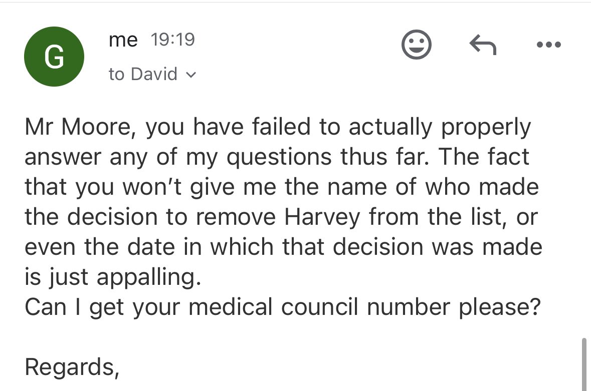 GillSherratt23's tweet photo. On 27th August we found out that Harvey was removed from the spinal surgery list without anyone even having the courtesy to inform us. Today is the 27th September and I have sent 5 emails, asking for clarification as to who, why or when Harvey was removed and David Moore the ‘lead’ of the new spinal unit is refusing to answer any of those questions, 
I am pleased to say that with the help of @SBH_PAG we got Harvey seen privately by a surgeon here in Ireland that will be taking him on and doing his surgery here in Dublin (not in a private hospital so no gofundme needed) and it should be done this side of Christmas. Unfortunately due to how severe his curve has become, the surgery is a bit different to what was originally planned and won’t allow for the same level of correction and he won’t ever be straight, but at least he should be stable and we can prevent him getting worse so for that I am thankful. 
David Moore’s last response was to basically say ‘well surgeon X has now listed Harvey so ask him your questions’ despite this surgeon never being involved in Harvey’s care up until now. Is this the ‘improved communication’ you spoke about @DonnellyStephen @SimonHarrisTD ? Because that is just appalling behaviour from David Moore. The fact they are so unwilling to answer my questions further makes me feel like this was an unjustified and retaliatory action by @CHI_Ireland and we will still be pushing for those answers.