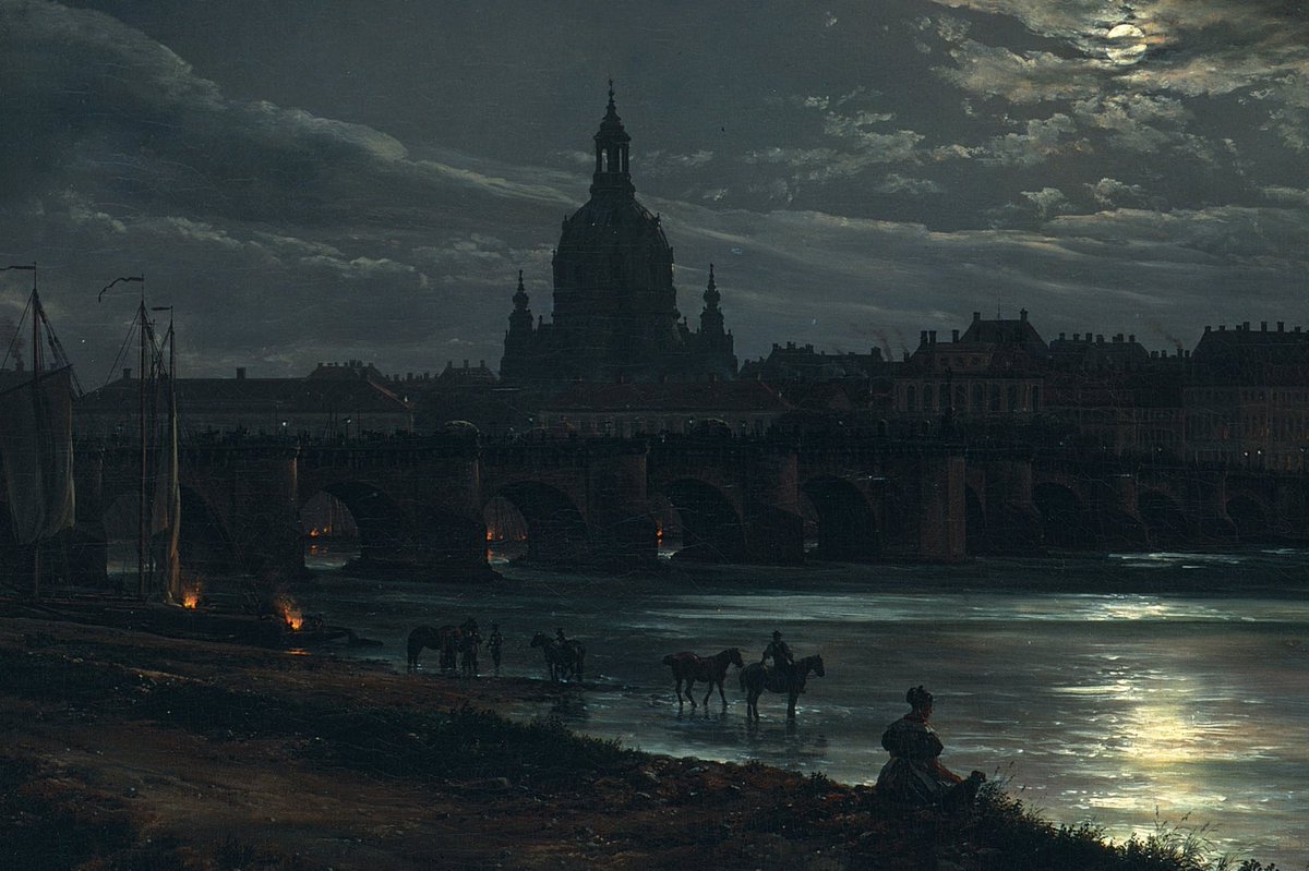 solisolsoli's tweet photo. View of Dresden by Moonlight, 1839, by Johan Christian Dahl https://t.co/Za0CH1RzuI