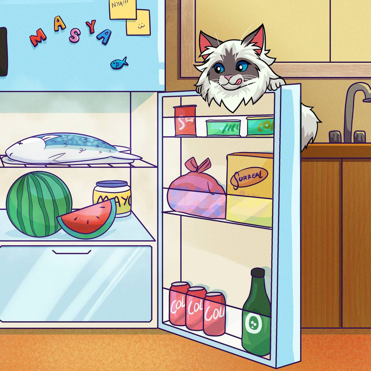 masyaon_eth's tweet photo. The tongue and the $MASYA letters on the fridge..

*chef's kiss* 🤌 https://t.co/TucPrH7M0M