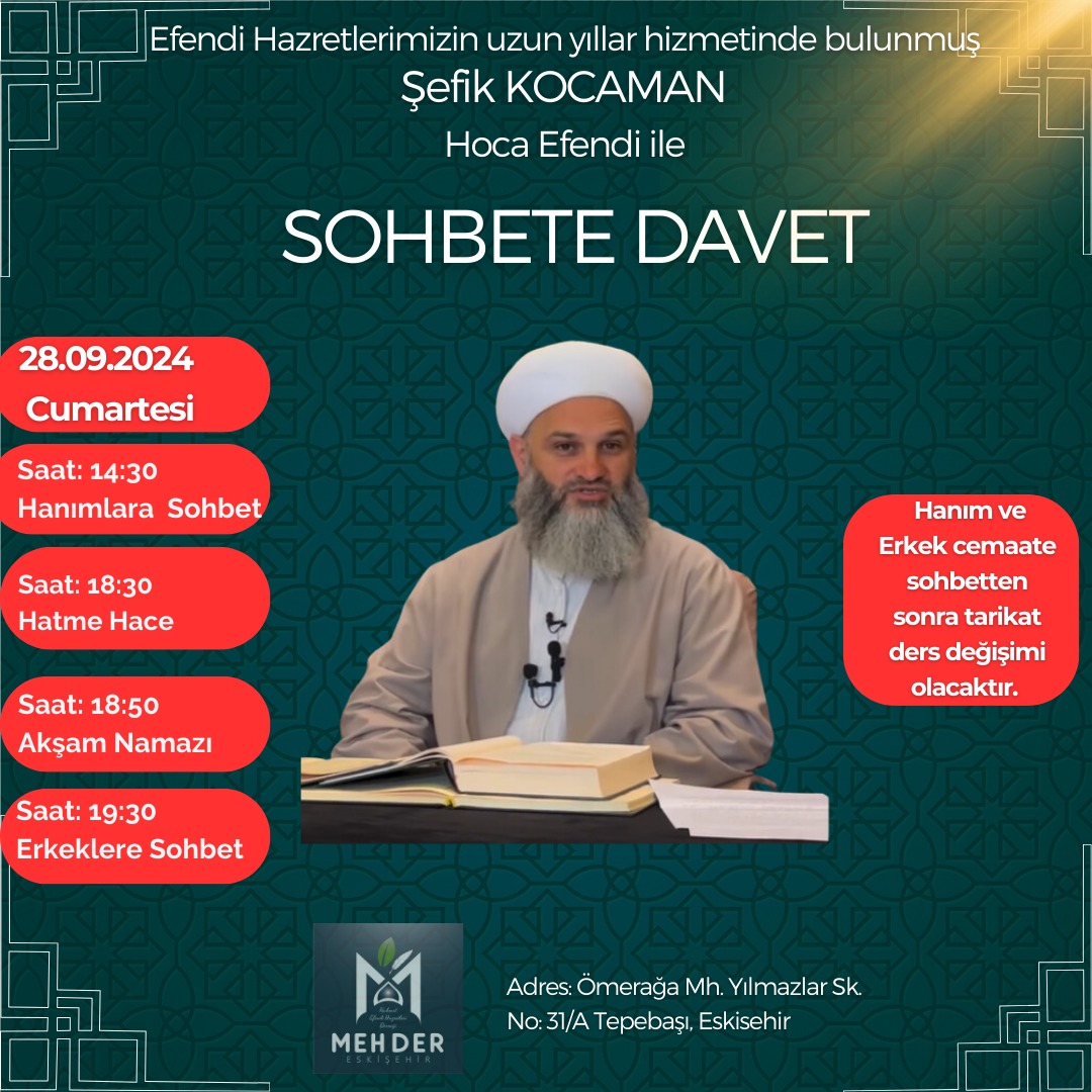 mehdernegi's tweet photo. #mehder #eskisehir #mahmutefendihazretleri #müceddidmahmudefendihazretlericemaati #şefikkocamanhoca https://t.co/T5U5RVBzWH